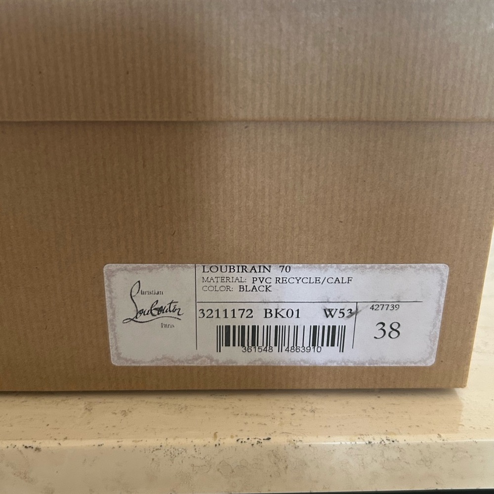 New Christian Louboutin Loubirain 70 PVC Rain Boot Black Size 38EU/8US - Picture 7 of 7